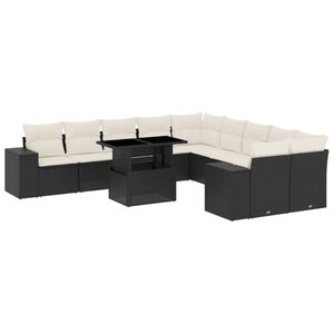 vidaXL 11 Piece Garden Sofa Set with Cushions Black Poly Rattan