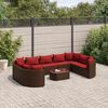 vidaXL 10 Piece Garden Sofa Set with Cushions Brown Poly Rattan