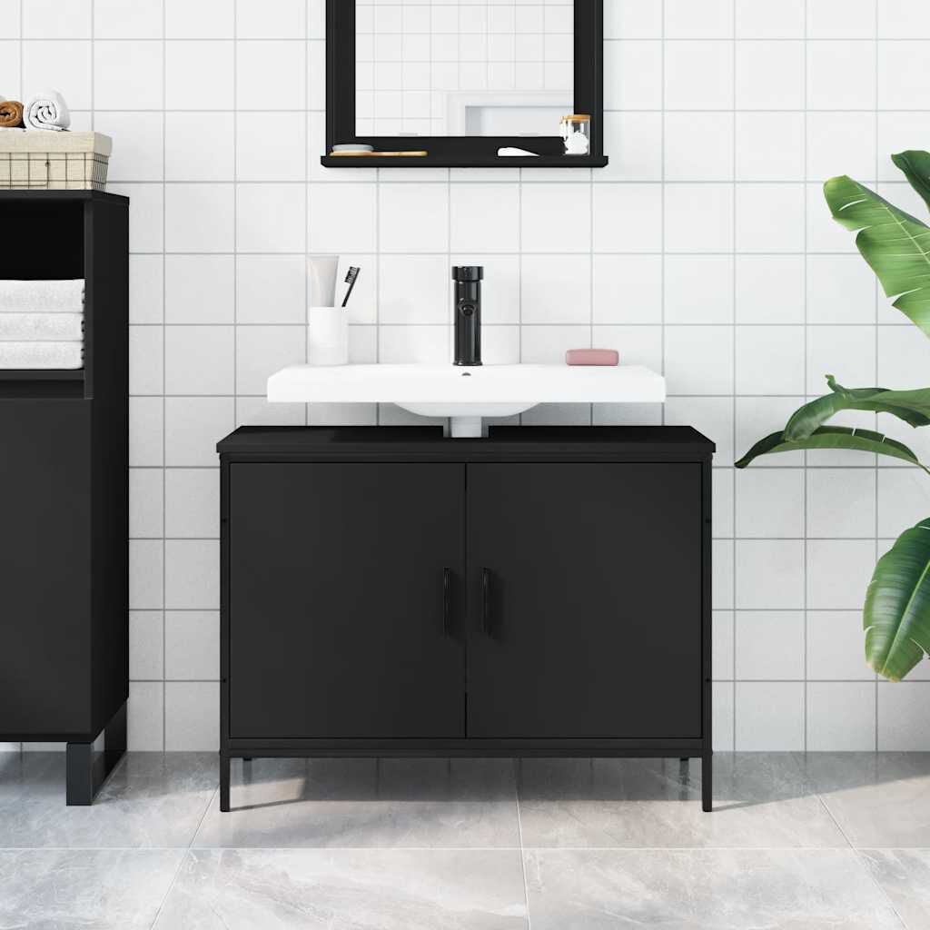 vidaXL Bathroom Sink Cabinet Black 80x30x60 cm Engineered Wood
