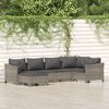 vidaXL 6 Piece Garden Lounge Set with Cushions Grey Poly Rattan
