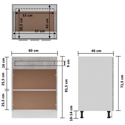 vidaXL Drawer Bottom Cabinet Concrete Grey 60x46x81.5 cm Engineered Wood