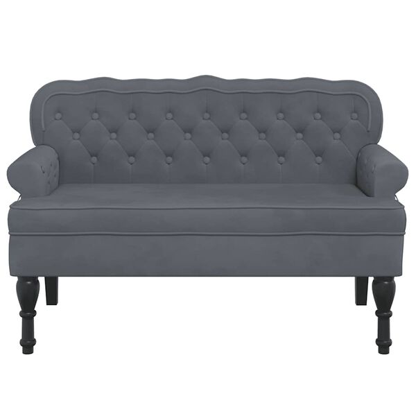 vidaXL Bench with Backrest Dark Grey 119.5x64.5x75 cm Velvet