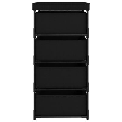 vidaXL Storage Rack with 4 Fabric Baskets Steel Black