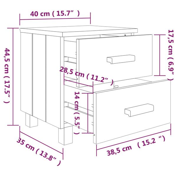vidaXL Bedside Cabinet HAMAR Light Grey 40x35x44.5 cm Solid Pinewood
