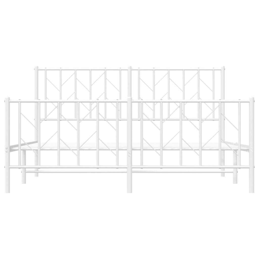 vidaXL Metal Bed Frame without Mattress with Footboard White 150x200cm