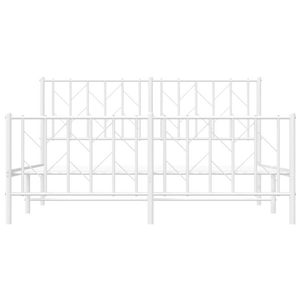 vidaXL Metal Bed Frame without Mattress with Footboard White 150x200cm
