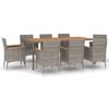vidaXL 9 Piece Garden Dining Set with Cushions Grey Poly Rattan