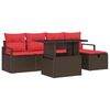 vidaXL Garden Sofa Set with Cushion 6 pcs Brown Poly rattan