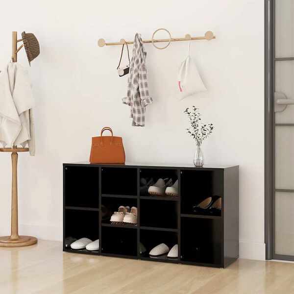 vidaXL Shoe Bench Black 103x30x55 cm Engineered Wood