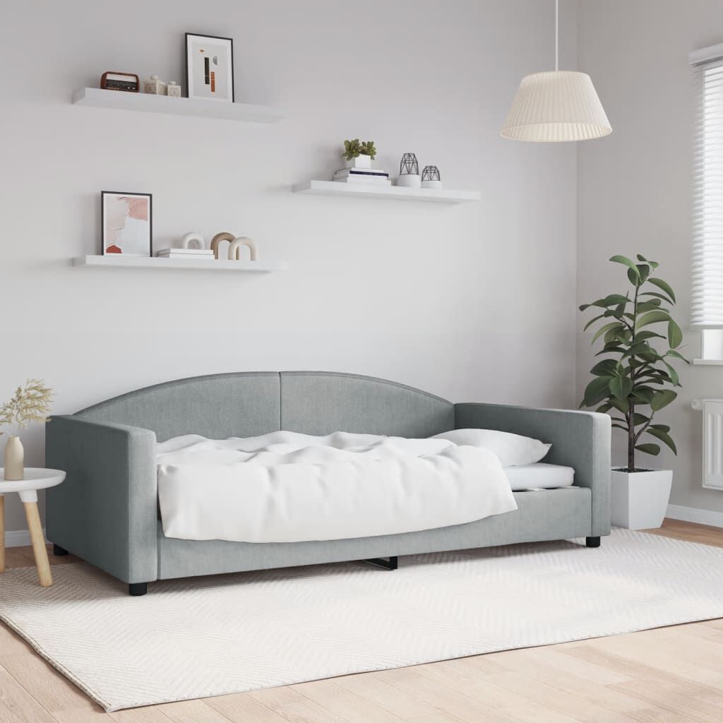 vidaXL Day Bed without Mattress Light Grey 100x190 cm Fabric