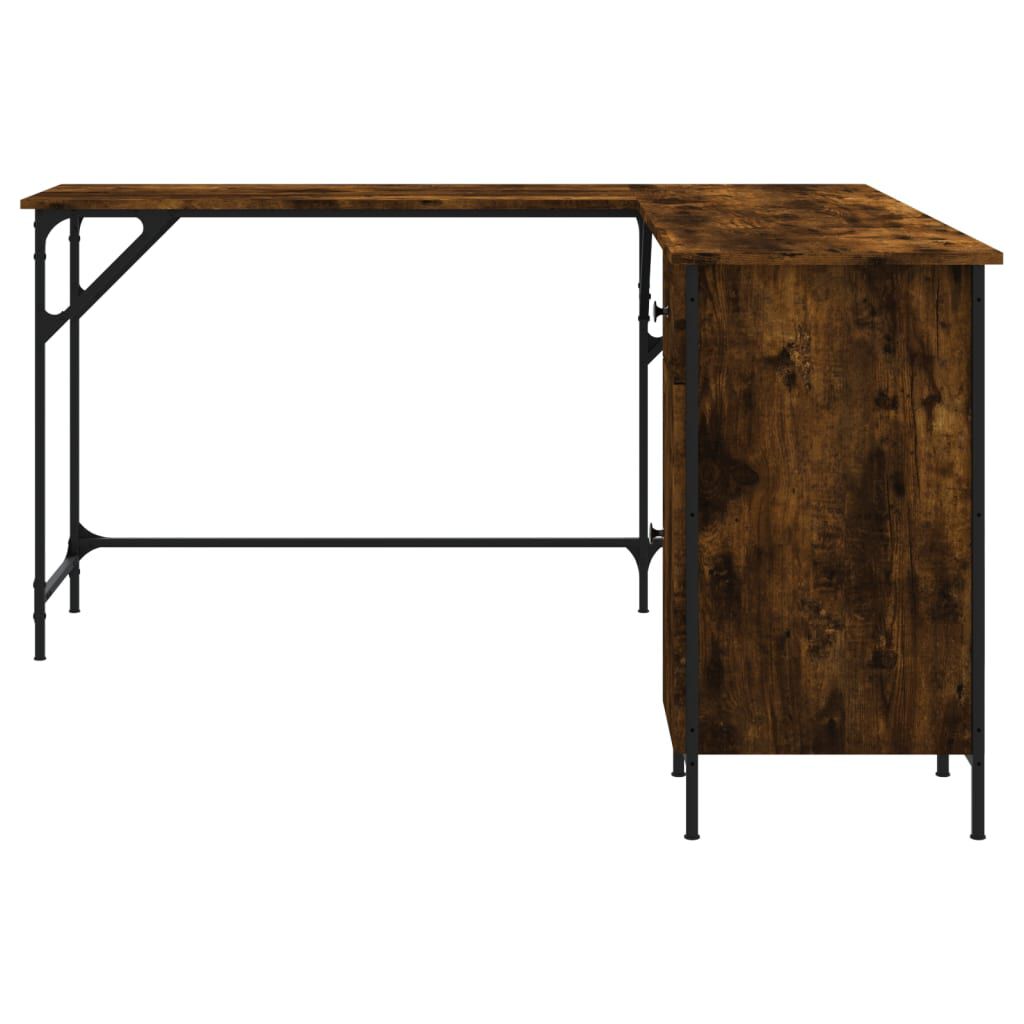 vidaXL Desk Smoked Oak 141x141x75 cm Engineered Wood