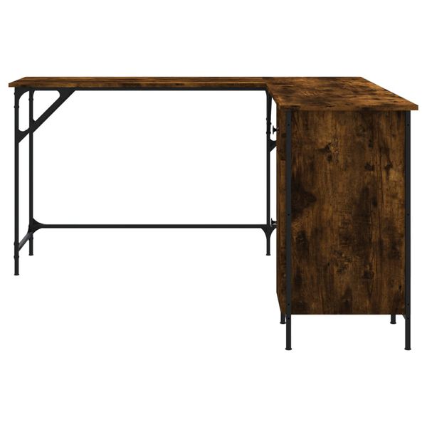vidaXL Desk Smoked Oak 141x141x75 cm Engineered Wood