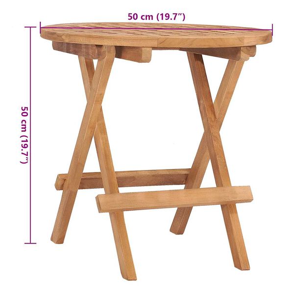 vidaXL 3 Piece Folding Outdoor Dining Set with Cushion Solid Wood Teak
