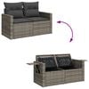 vidaXL Garden Sofa with Cushions 2-Seater Grey Poly Rattan