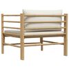 vidaXL Garden Sofa with Cream White Cushions Bamboo