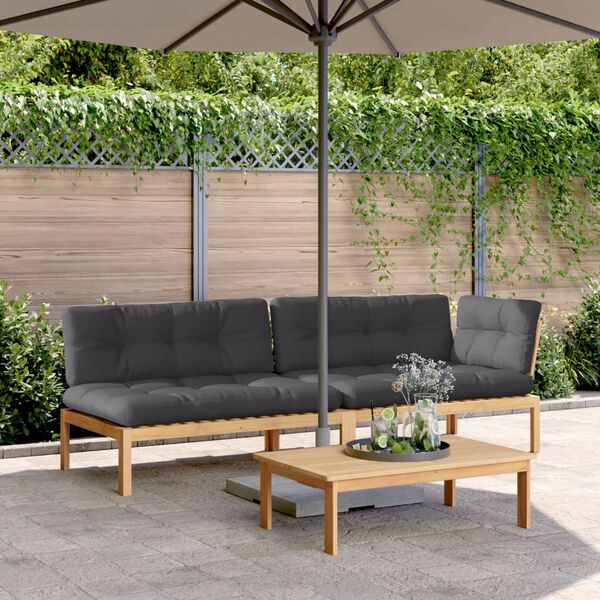 vidaXL 3 Piece Garden Pallet Sofa Set with Cushions Solid Wood Acacia