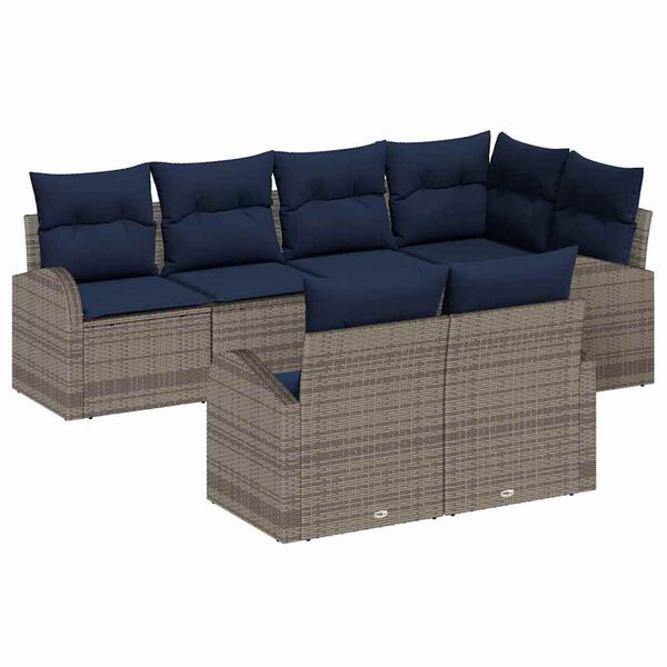 vidaXL Garden Sofa Set Grey Poly Rattan