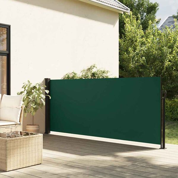 vidaXL Retractable Side Awning Dark Green 100x300 cm