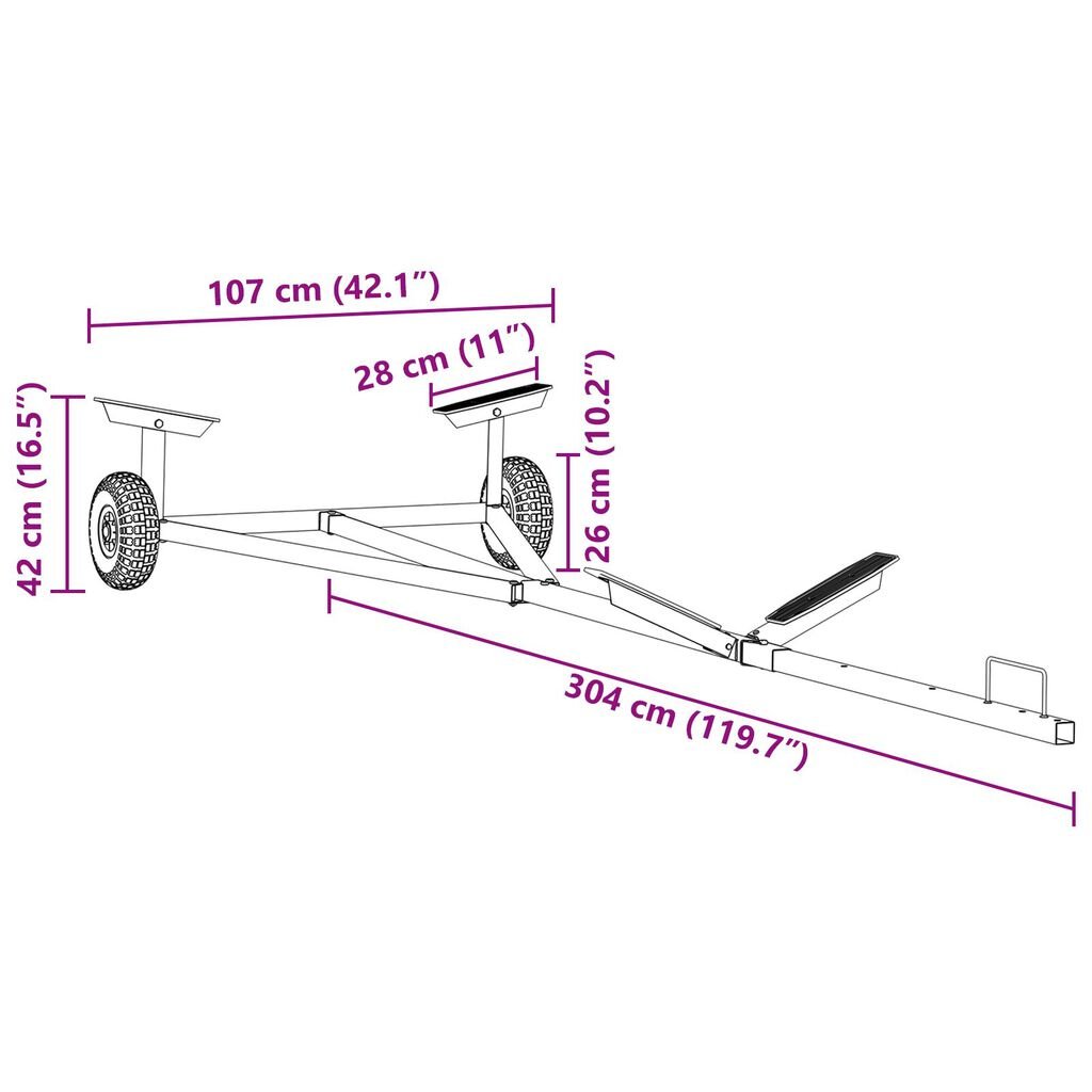vidaXL Boat Trailer 212-302 cm Adjustable Length 160 kg Steel