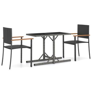 vidaXL 3 Piece Garden Dining Set Black