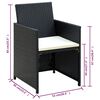 vidaXL 4 Piece Garden Lounge with Cushions Set Poly Rattan Black