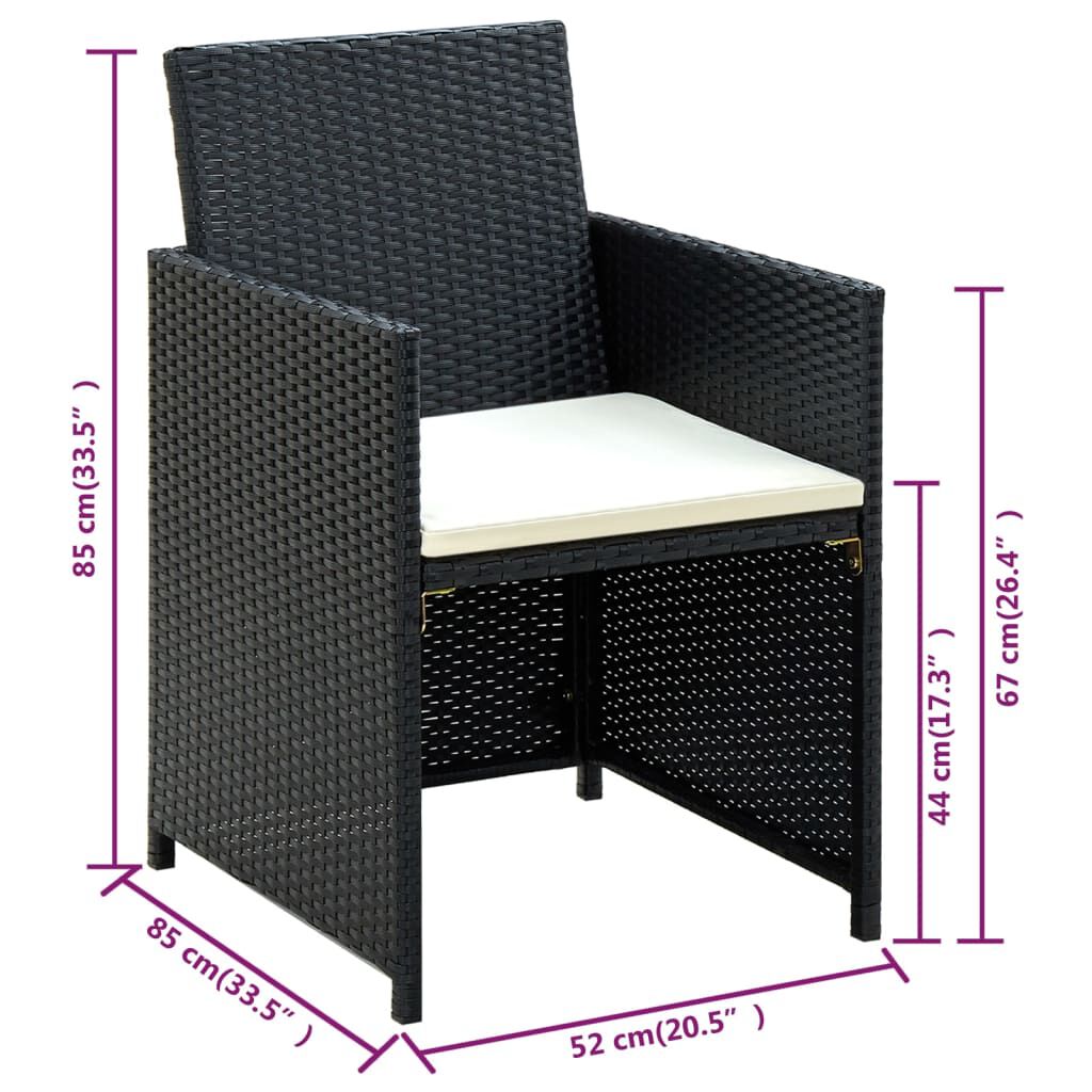 vidaXL 4 Piece Garden Lounge with Cushions Set Poly Rattan Black