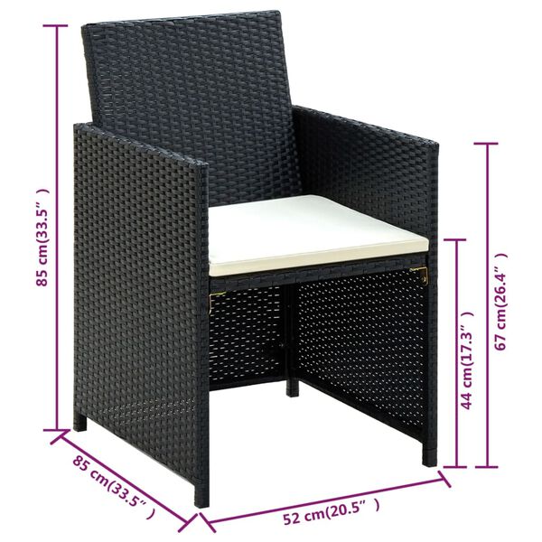 vidaXL 4 Piece Garden Lounge with Cushions Set Poly Rattan Black