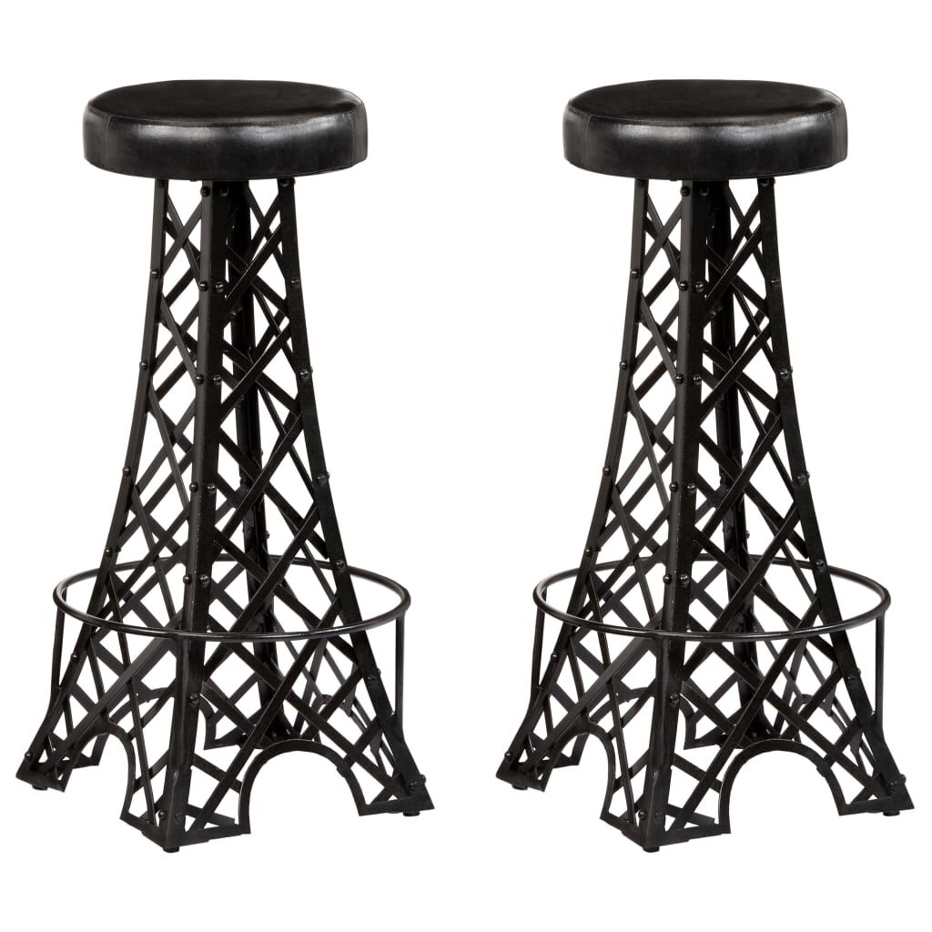vidaXL Bar Stools 2 pcs Real Leather