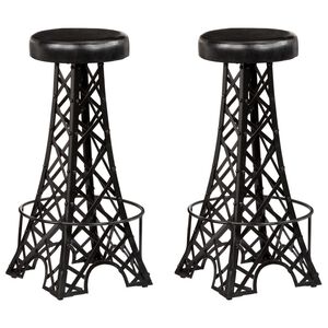 vidaXL Bar Stools 2 pcs Real Leather