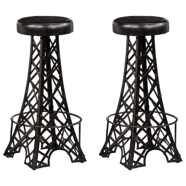vidaXL Bar Stools 2 pcs Real Leather