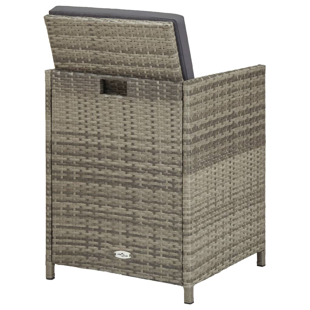 vidaXL Garden Chairs 2 pcs with Cushions Poly Rattan Grey