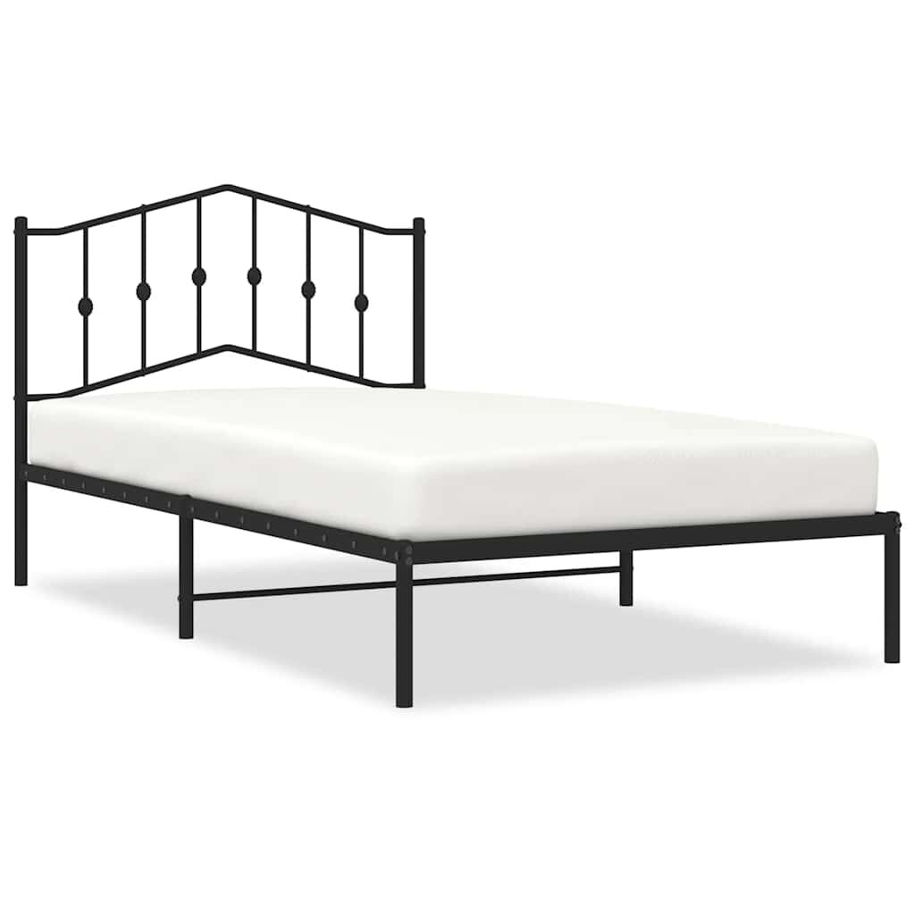vidaXL Metal Bed Frame without Mattress with Headboard Black 100x200cm
