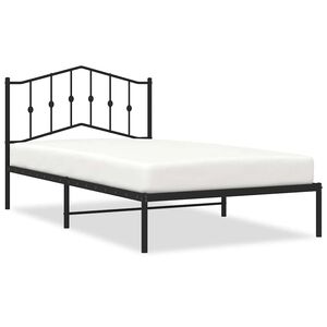 vidaXL Metal Bed Frame without Mattress with Headboard Black 100x200cm