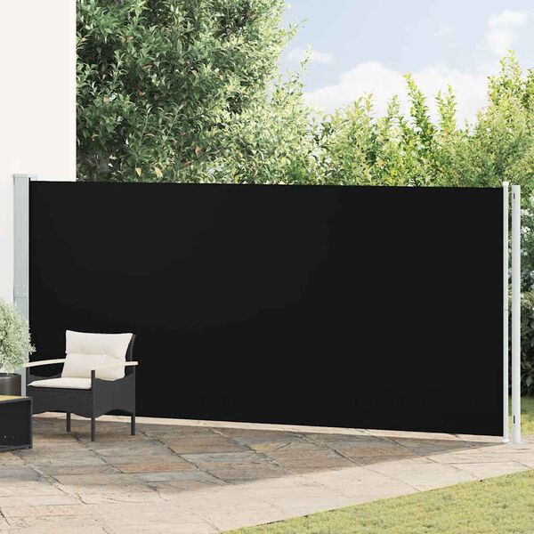 vidaXL Patio Retractable Side Awning 180x600 cm Black