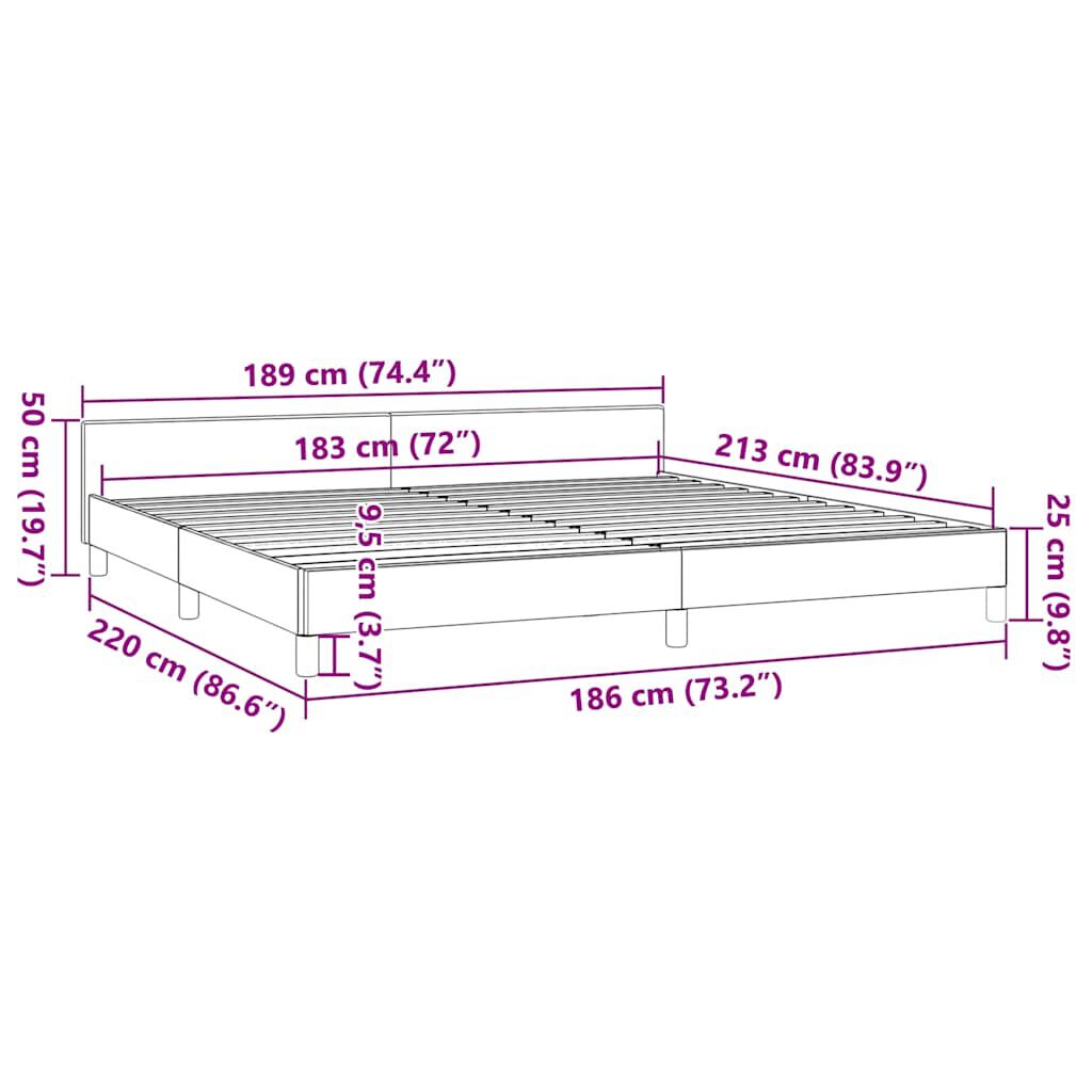 vidaXL Bed Frame without Mattress Light Grey California King Fabric