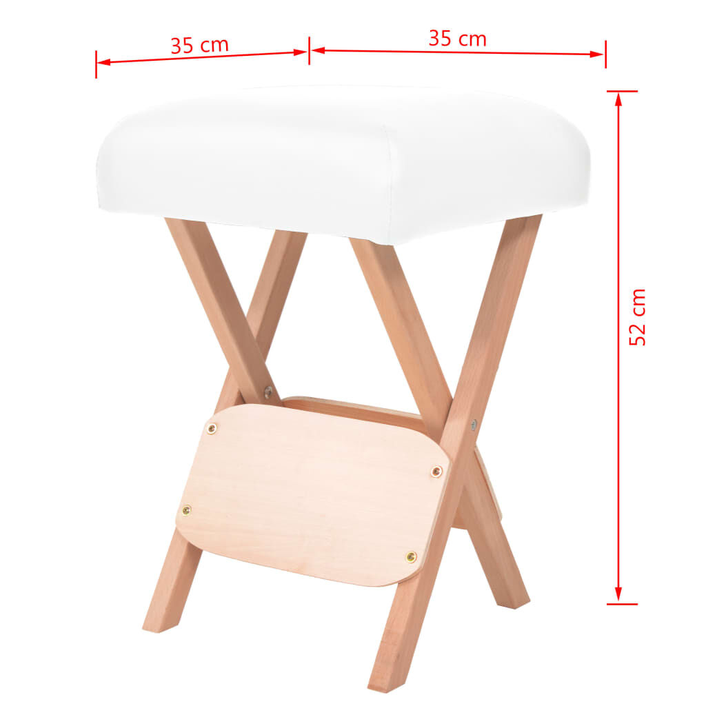 vidaXL Folding Massage Stool with 12 cm Thick Seat White