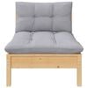 vidaXL Garden Middle Sofa with Grey Cushions Solid Pinewood