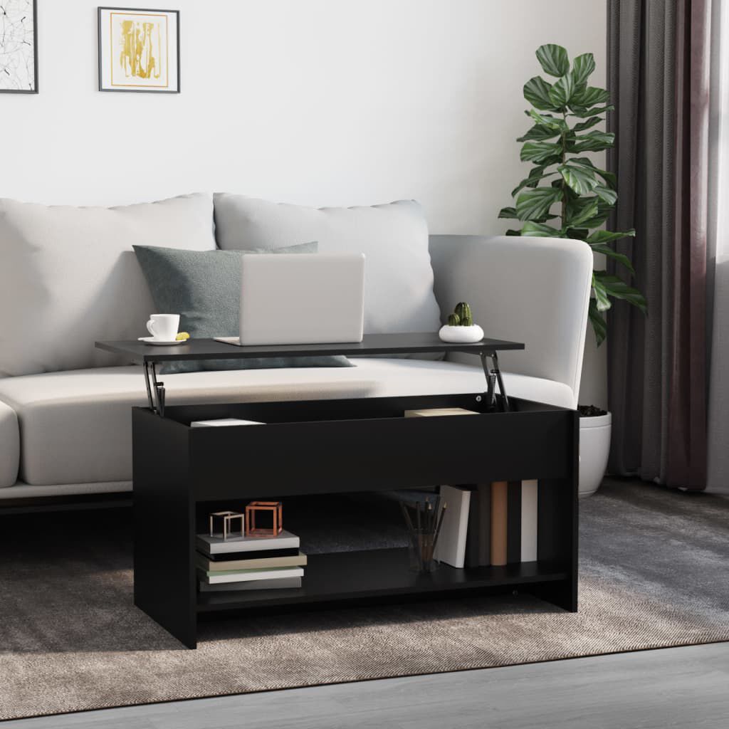 vidaXL Coffee Table Black 102x50x52.5 cm Engineered Wood