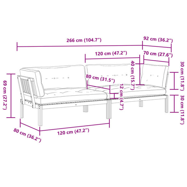 vidaXL Garden Pallet Corner Sofas 2 pcs with Cushions Solid Wood Acacia