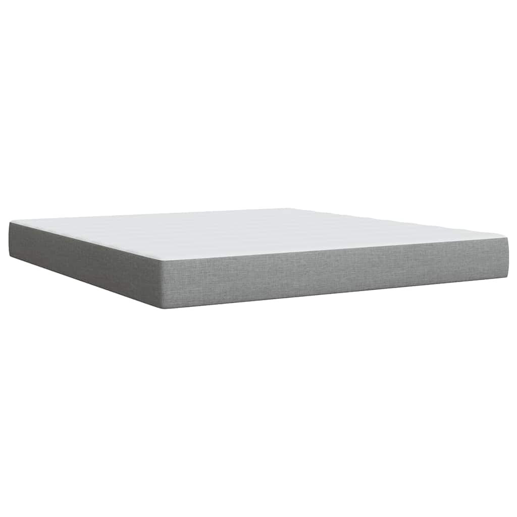 vidaXL Box Spring Bed with Mattress Light Grey King Fabric