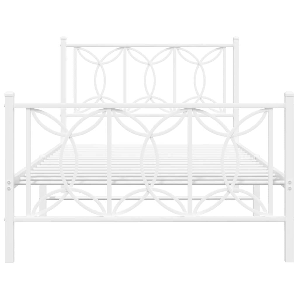 vidaXL Metal Bed Frame without Mattress with Footboard White 100x200cm