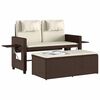 vidaXL Reclining Garden Bench with Cushions Brown Poly Rattan