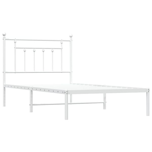vidaXL Metal Bed Frame without Mattress with Headboard White 100x190cm