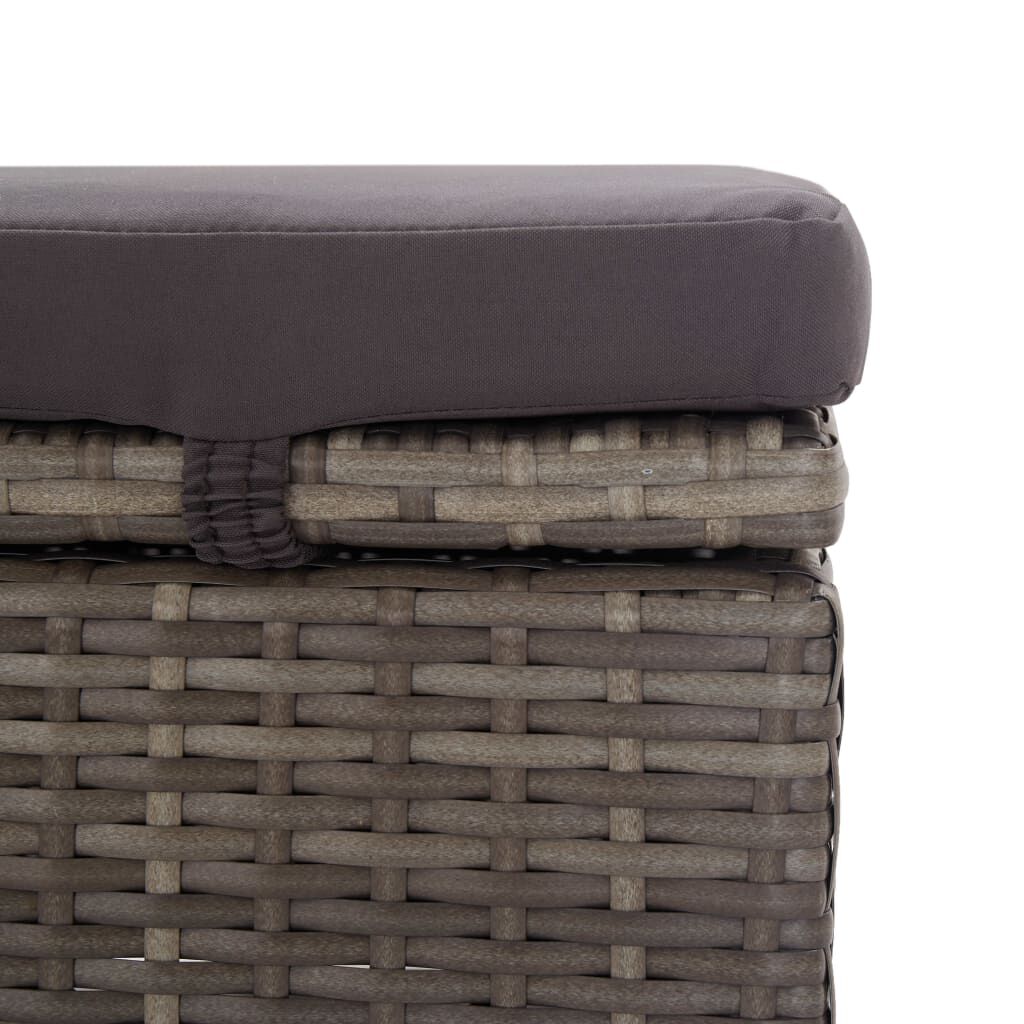 vidaXL Sun Lounger with Canopy and Cushion Poly Rattan Grey