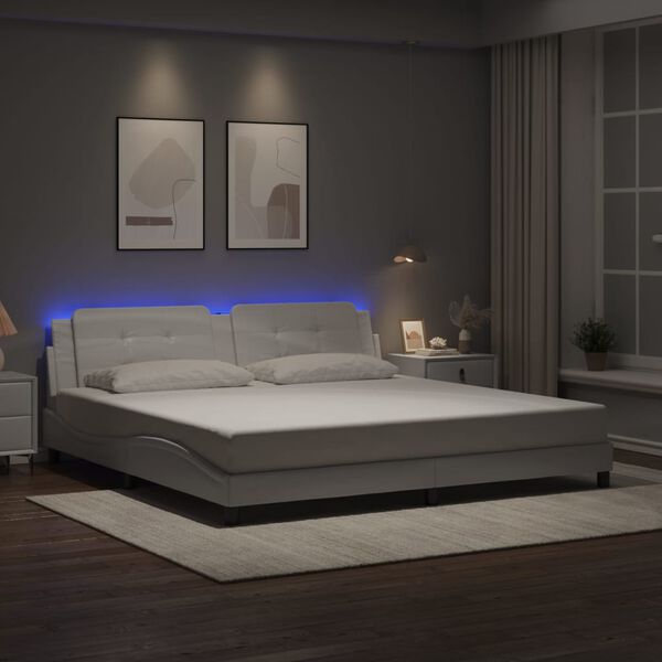 vidaXL Bed Frame with LED without Mattress "Zadar" White 193x203 cm