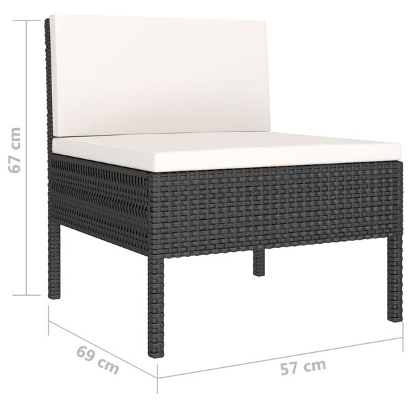 vidaXL 6 Piece Garden Lounge Set with Cushions Poly Rattan Black
