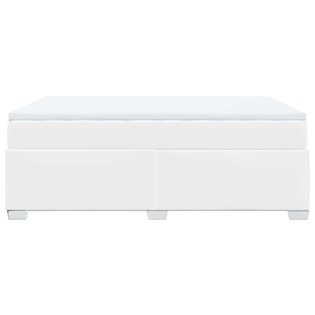 vidaXL Box Spring Bed with Mattress White Full Faux Leather