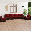 vidaXL 6 Piece Garden Lounge Set with Cushions Poly Rattan Brown