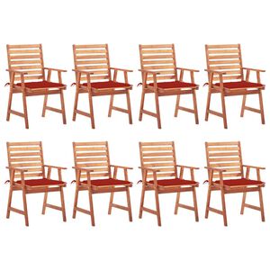 vidaXL Outdoor Dining Chairs 8 pcs with Cushions Solid Acacia Wood
