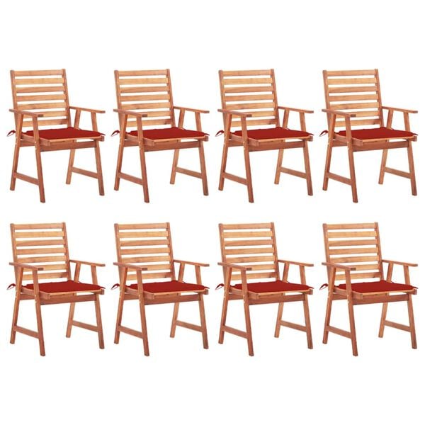 vidaXL Outdoor Dining Chairs 8 pcs with Cushions Solid Acacia Wood